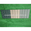 WPC tile decking are made from recycled hard wood fibres and recycled polyethylene, bonding agent, additives and tint